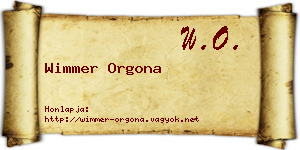 Wimmer Orgona névjegykártya